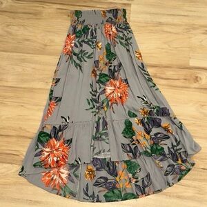 Patrons of Peace Ruffle Gray Floral Skirt